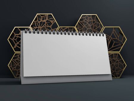Empty desk calendar. Mockup design luxury concept. 3D renderingの写真素材