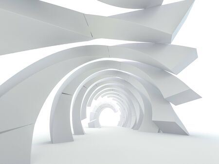 Abstract modern architecture background, empty open space interior. 3D renderingの写真素材