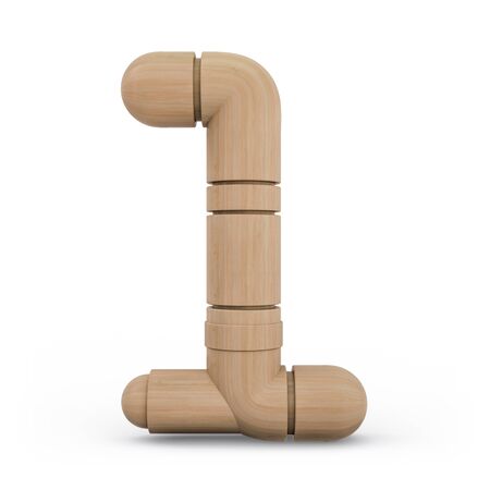 Number 1. Digital sign. Wooden futuristic font. Carved alphabet 3d renderingの写真素材