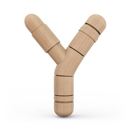 Capital letter Y. Uppercase. Wooden futuristic font. Carved alphabet. 3d rendering.の写真素材