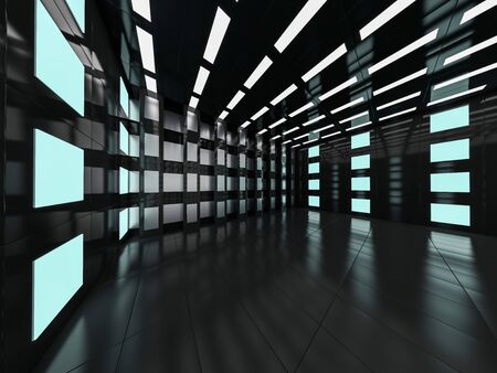 Abstract modern architecture background, empty open space interior. 3D renderingの写真素材