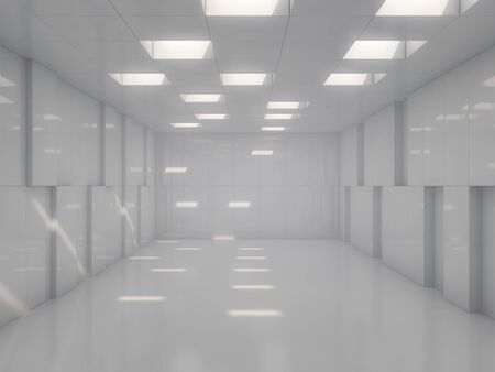 Abstract modern architecture background, empty open space interior. 3D renderingの写真素材