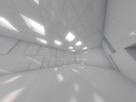 Abstract modern architecture background, empty open space interior. 3D renderingの写真素材