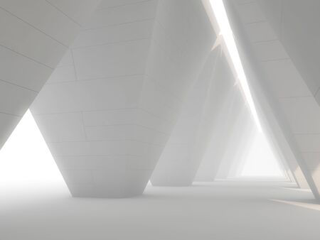 Abstract modern architecture background, empty open space interior. 3D renderingの写真素材