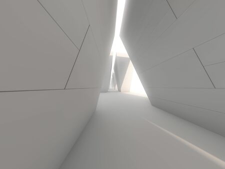 Abstract modern architecture background, empty open space interior. 3D renderingの写真素材