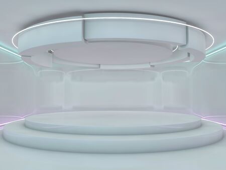 Abstract modern architecture background, empty open space interior. 3D renderingの写真素材