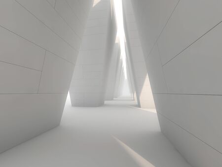 Abstract modern architecture background, empty open space interior. 3D renderingの写真素材