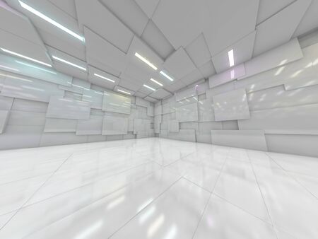 Abstract modern architecture background, empty open space interior. 3D renderingの写真素材
