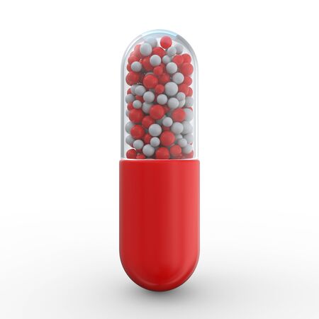 Many colorful pills isolated on white. 3D renderingの写真素材