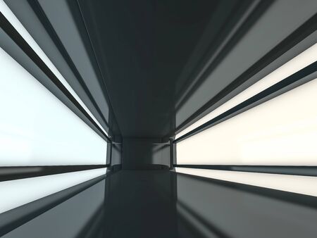 Abstract modern architecture background, empty open space interior. 3D renderingの写真素材