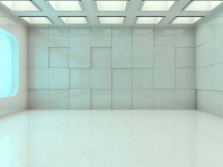 Abstract modern architecture background, empty open space interior. 3D renderingの写真素材