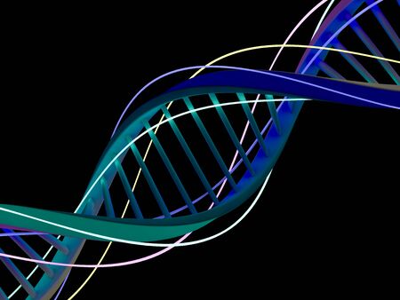 DNA chain. Abstract scientific background. Beautiful illustraion. Biotechnology, biochemistry, genetics and medicine concept. 3D renderingの写真素材