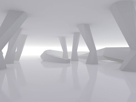 Abstract modern architecture background, empty open space interior. 3D renderingの写真素材