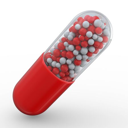 Many colorful pills isolated on white. 3D renderingの写真素材