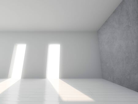 Abstract modern architecture background, empty open space interior. 3D renderingの写真素材