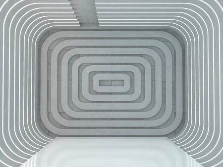 Abstract modern architecture background, empty open space interior. 3D renderingの写真素材