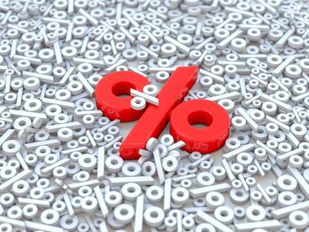 Seasonal sales white background with percent discount pattern. Business illustration. 3D renderingの写真素材