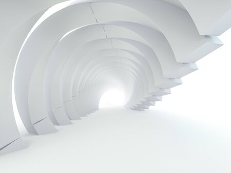 Abstract modern architecture background, empty open space interior. 3D renderingの写真素材