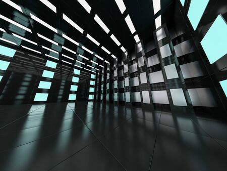 Abstract modern architecture background, empty open space interior. 3D renderingの写真素材