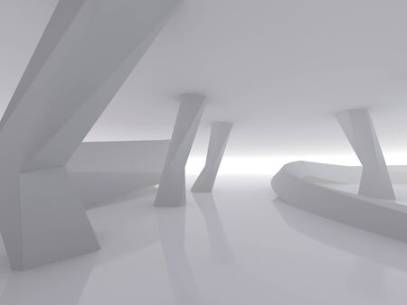 Abstract modern architecture background, empty open space interior. 3D renderingの写真素材