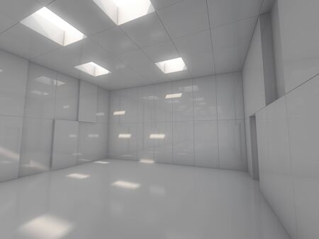 Abstract modern architecture background, empty open space interior. 3D renderingの写真素材