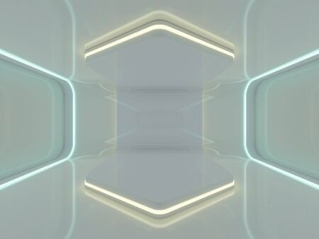 Abstract modern architecture background, empty open space interior. 3D renderingの写真素材