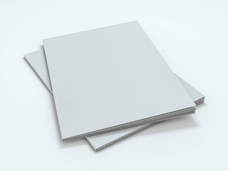 Blank photorealistic brochure mockup on white background. 3D renderingの写真素材