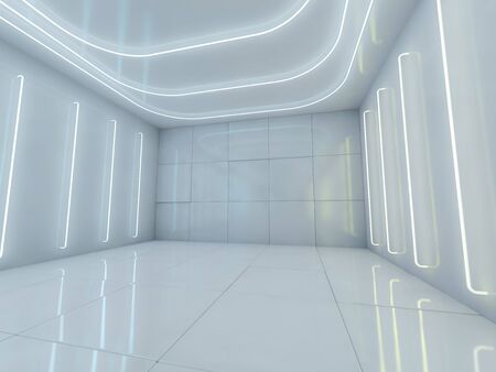 Abstract modern architecture background, empty open space interior. 3D renderingの写真素材