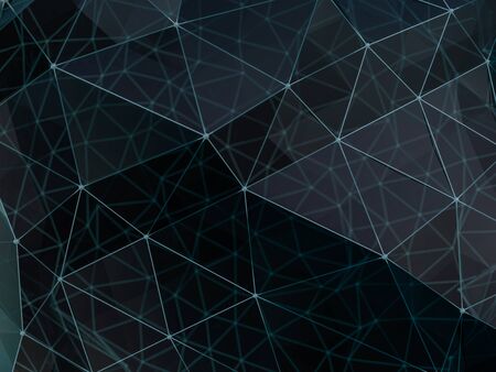 Abstract polygonal space low poly dark background with connecting dots and lines. 3D renderingの写真素材