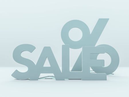 Seasonal sales background. Percentage sign and lettering of sale. 3D renderingの写真素材