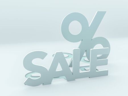 Seasonal sales background. Percentage sign and lettering of sale. 3D renderingの写真素材