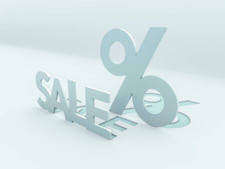 Seasonal sales background. Percentage sign and lettering of sale. 3D renderingの写真素材
