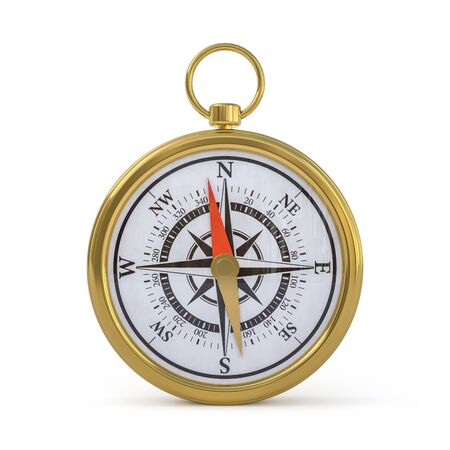 Vintage compass isolated on white background. 3D renderingの写真素材