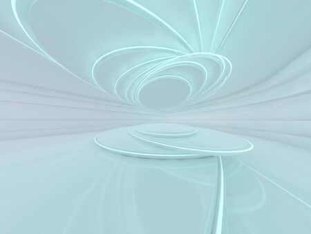 Abstract blue modern architecture background, empty open space interior. 3D renderingの写真素材
