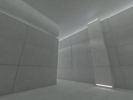 Abstract modern architecture background, empty open space interior. 3D renderingの写真素材