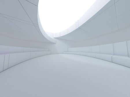 Abstract modern architecture background, empty open space interior. 3D renderingの写真素材
