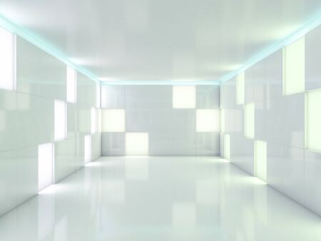 Abstract modern architecture background, empty open space interior. 3D renderingの写真素材