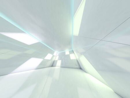 Abstract modern architecture background, empty open space interior. 3D renderingの写真素材