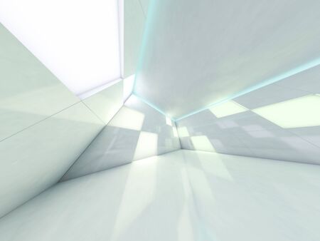 Abstract modern architecture background, empty open space interior. 3D renderingの写真素材