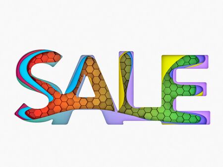 Seasonal sales background. Lettering of sale. 3D renderingの写真素材