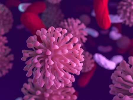 pathogen respiratory coronavirus 2019-ncov flu. Pandemic risk concept. 3D renderingの写真素材