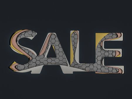 Seasonal sales background. Lettering of sale on black. 3D renderingの写真素材