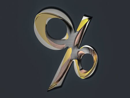 Seasonal sales background. Percentage sign on black. 3D renderingの写真素材