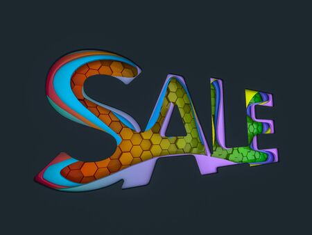 Seasonal sales background. Lettering of sale on black. 3D renderingの写真素材