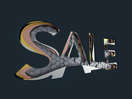 Seasonal sales background. Lettering of sale on black. 3D renderingの写真素材