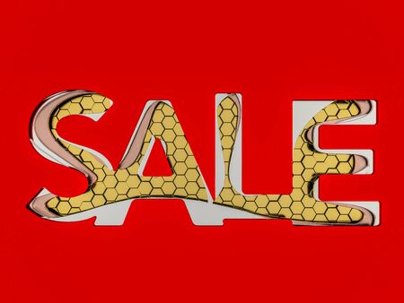 Seasonal sales background. Lettering of sale. 3D renderingの写真素材