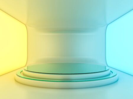 Abstract modern architecture background, empty open space interior. 3D renderingの写真素材