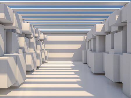 Abstract modern architecture background, empty open space interior. 3D renderingの写真素材