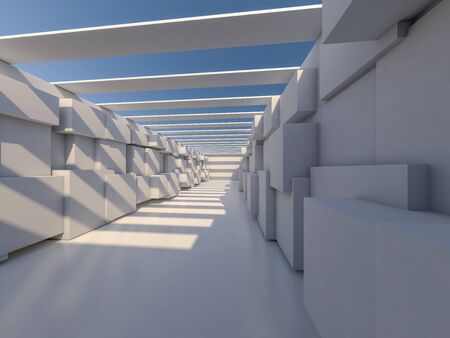Abstract modern architecture background, empty open space interior. 3D renderingの写真素材