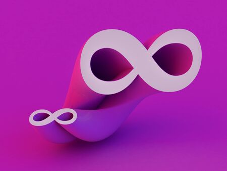 Symbol of infinity art info. Combination of figure 8. Infinity concept icon. 3D renderingの写真素材